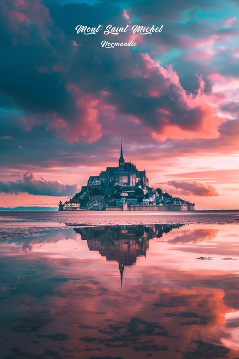 Affiche Mont Saint Michel - coucher de soleil