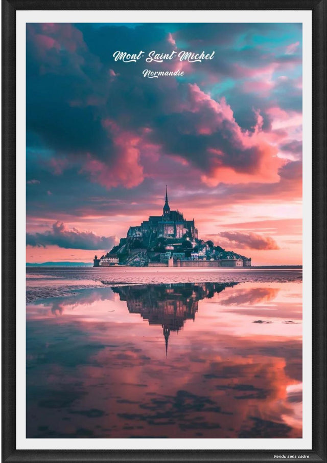 Affiche Mont Saint Michel Coucher de Soleil