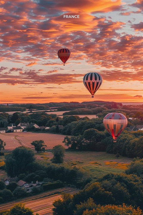 Affiche Aesthetic - Montgolfière Coucher de soleil