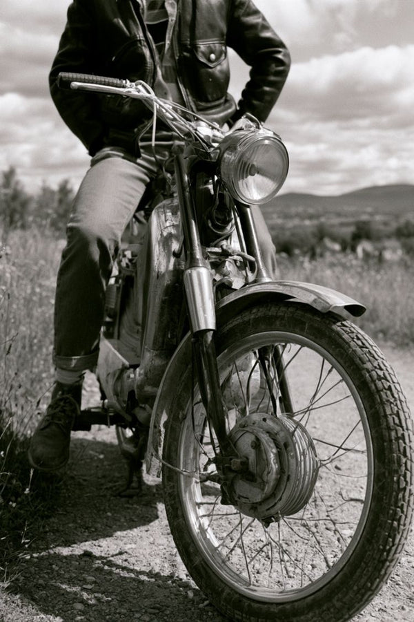Affiche Vintage Motard - Blouson Bande Motocyclette
