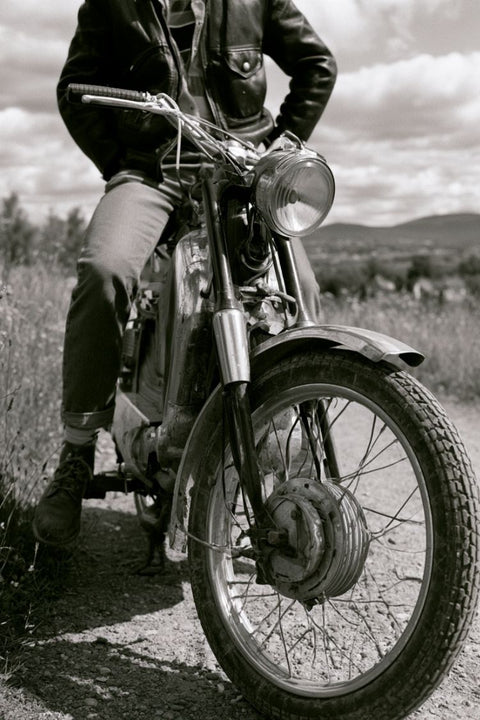 Affiche Vintage Motard - Blouson Bande Motocyclette