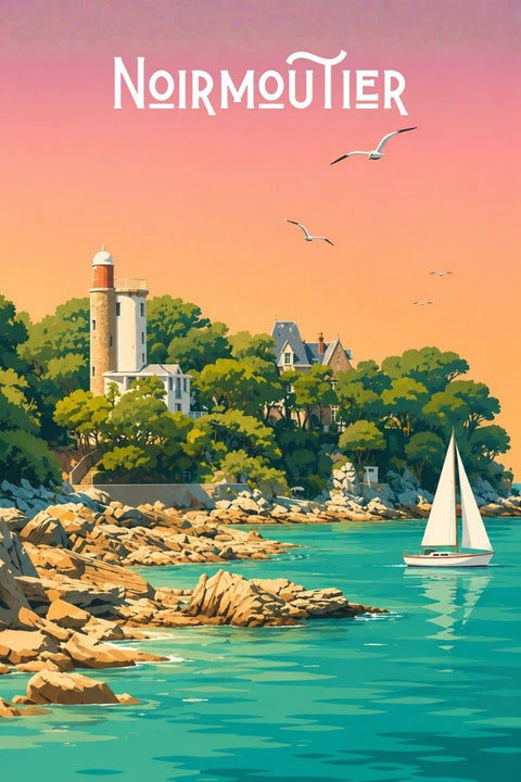 Affiche Noirmoutier Retro Vintage - Déco Murale Tendance