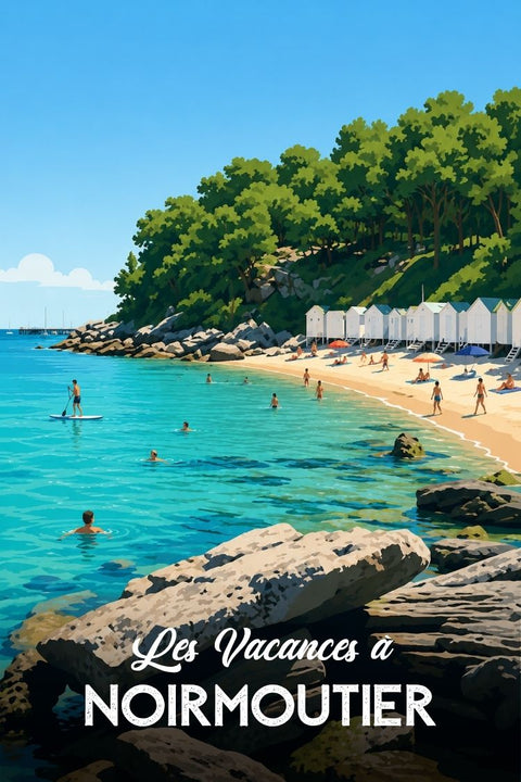 Affiche Noirmoutier - Souvenirs plage bord mer
