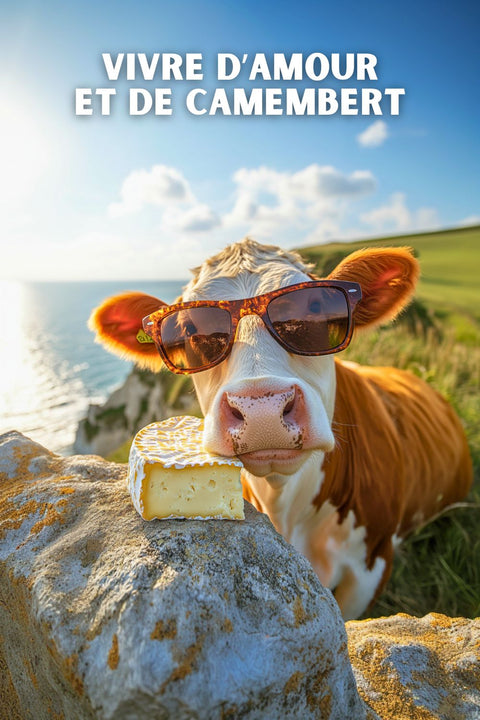 Affiche Normandie - Vivre d'amour et de camembert