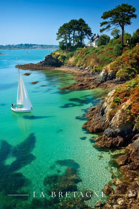 Affiche Bretagne Eau Turquoise - Souvenir Été Déco Tableau