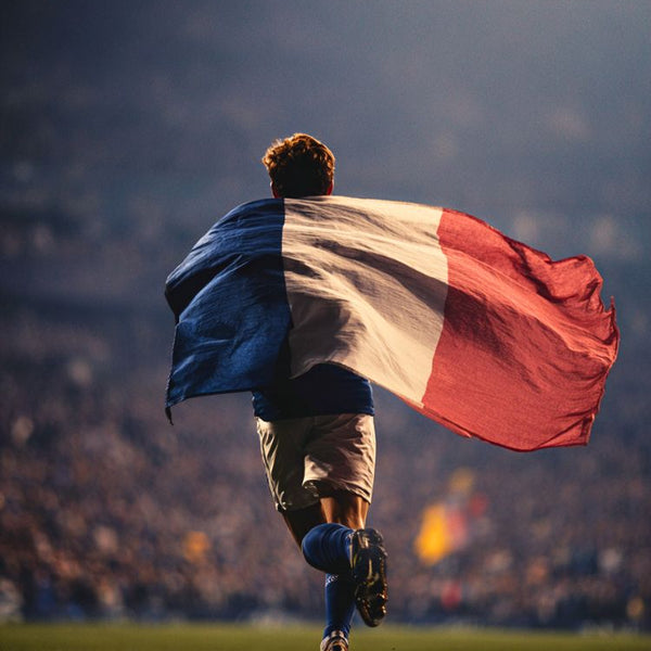 Affiche Football France - Joueur, Drapeau, Terrain