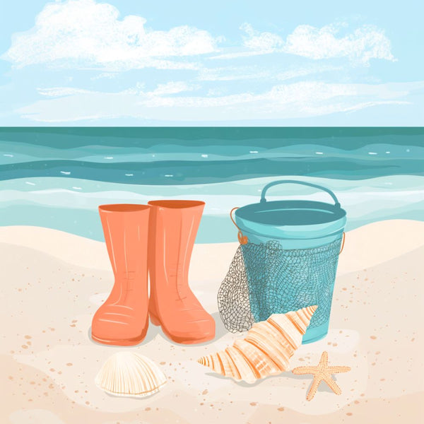 Affiche Poster Plage Bord de Mer Pastel Dimanche