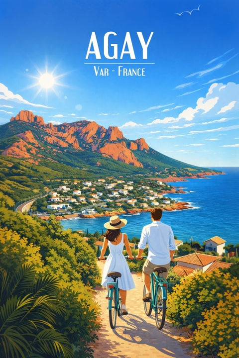 Affiche, Magnifique, Poster, Agay, Var, Déco, Vue, Mer, Bord, Plage