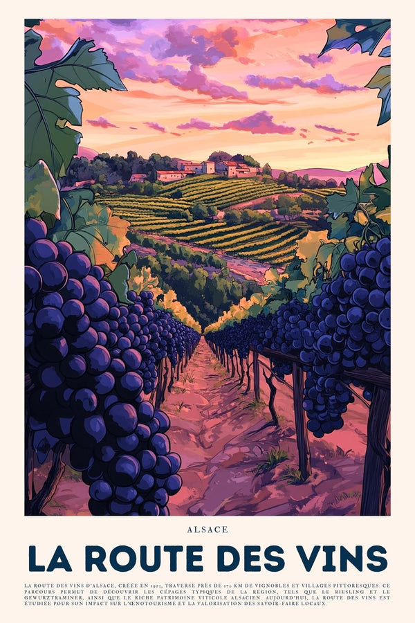Affiche Alsace - La Route des Vins