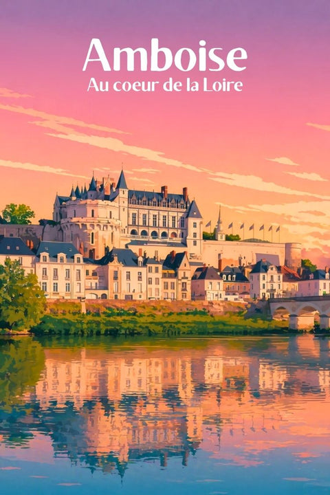 Affiche Amboise - Château vintage Indre Loire