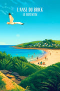Affiche, Val De Saire, Poster, Plage, Anse Du Brick, Décoration murale, Art, Paysage, Scène marine, Imprimé
