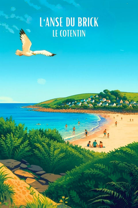 Affiche, Val De Saire, Poster, Plage, Anse Du Brick, Décoration murale, Art, Paysage, Scène marine, Imprimé