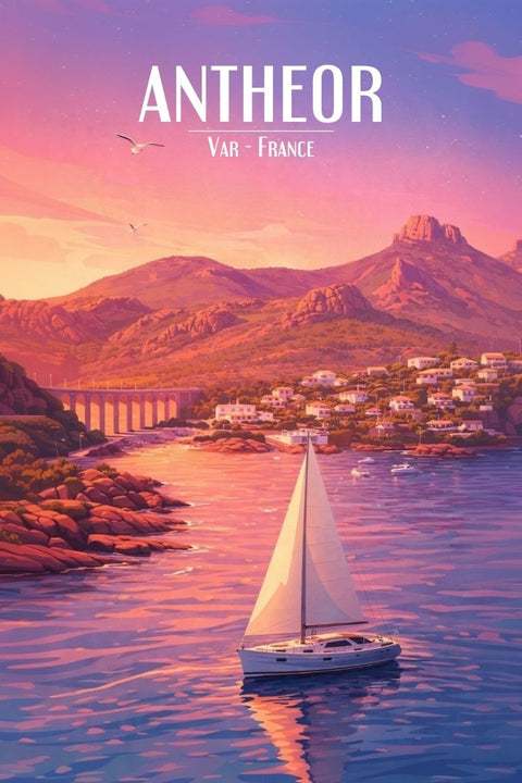 Affiche, Poster, Antheor Var, Idée Cadeau, Décoration, Coucher de Soleil, Paysage, Imprimé, Murale, Art.