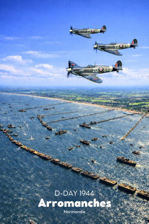 Affiche Arromanches - Dday Normandie, vue du ciel