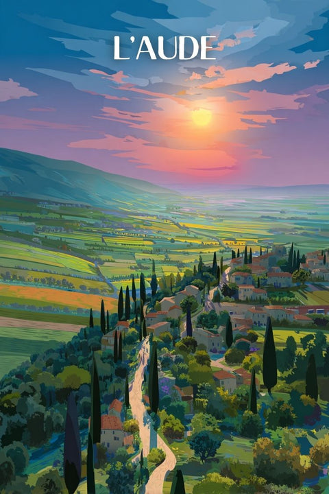 Affiche Aude - Vue vallée souvenir