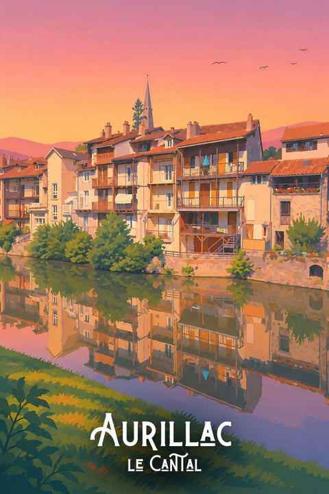 Affiche Aurillac - Soleil Cantal vintage.