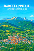 Poster, Vintage, Barcelonnette, Haute-Provence, Décoration, Murale, Graphique, Voyage, Rétro, Souvenir