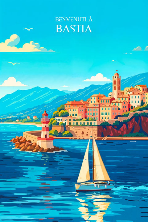 Bastia, poster, art urbain, déco, touche, mural, impression, design, décoration intérieure, style contemporain.
