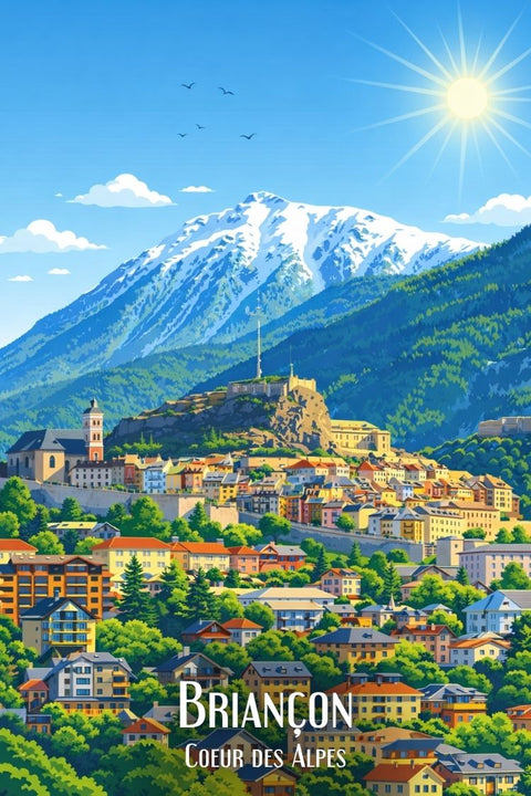 Affiche, Vintage, Retro, Briançon, Décoration, Murale, Originale, Design, Art, Maison