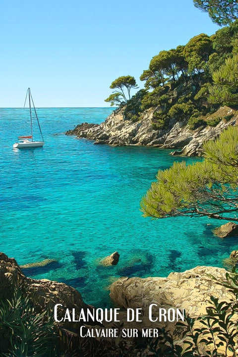 Affiche, Vintage, Calanque de Cron, Calvaire sur mer, Poster, Rétro, Décoration, Murale, Art, Maritime.