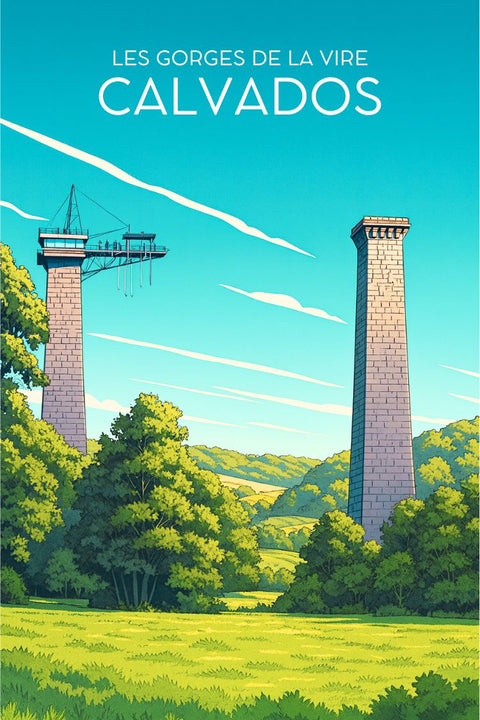 Poster, Déco, Viaduc Souleuvre, Affiche, Gorges de la Vire, Calvados, art mural, décoration intérieure, photographie, paysage.