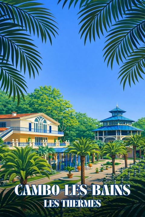 Affiche, Poster, Illustrée, Thermes, Cambo Les Bains, Décoration, Art, Graphique, Voyage, Souvenir.