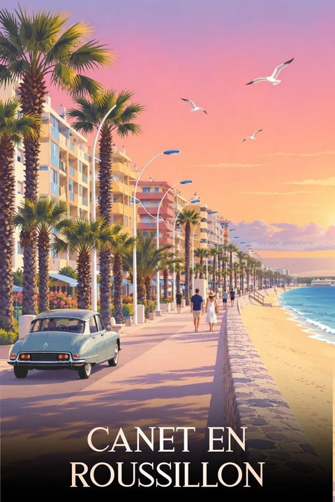 Affiche Canet en Roussillon - Rétro Vintage Déco Murale