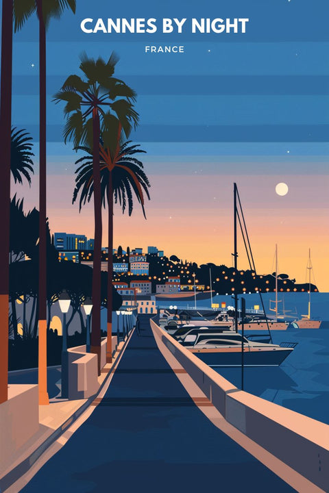 Affiche ponton bateau cannes yatch minimalist