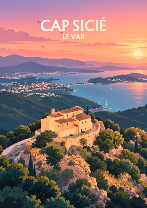 affiche, poster, Cap Sicié, Var, rétro, vintage, tendance, Provence, Méditerranée, décoration murale