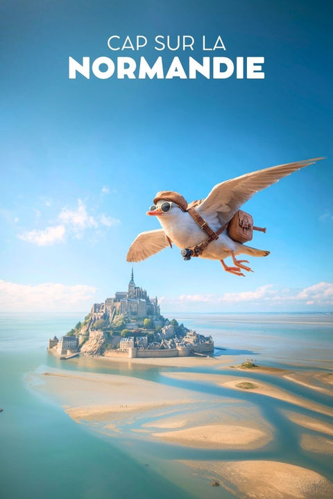 Poster, 3D, Cap sur la Normandie, Souvenir, Mont Saint Michel, Décoration, Art, Mural, Tourisme, France.