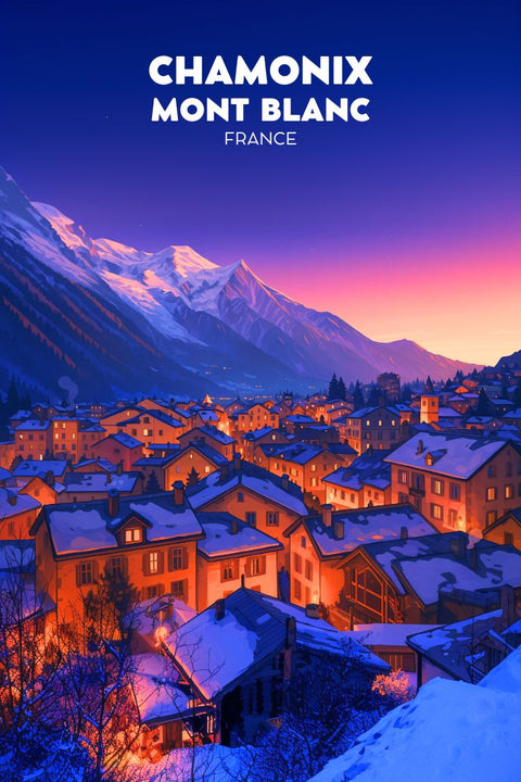 Chamonix, Mont Blanc, Sunset, Poster, Déco Murale, Tendance, Aesthetic, Idée Cadeau, Paysage, Alpine