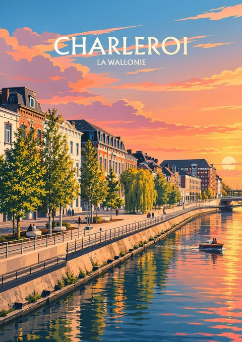 affiche, poster, Charleroi, Wallonie, Belgique, décoration murale, déco, ville, souvenir, idée cadeau