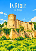 affiche, poster, La Réole, château, cité médiévale, Gironde, patrimoine, souvenir, décoration murale, idée cadeau