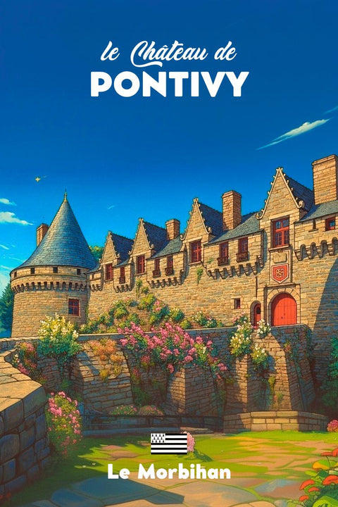 Chateau de Pontivy, Souvenir, Unique, Morbihan, Poster, Affiche, Décoration, Bretagne, Patrimoine, Tourisme.