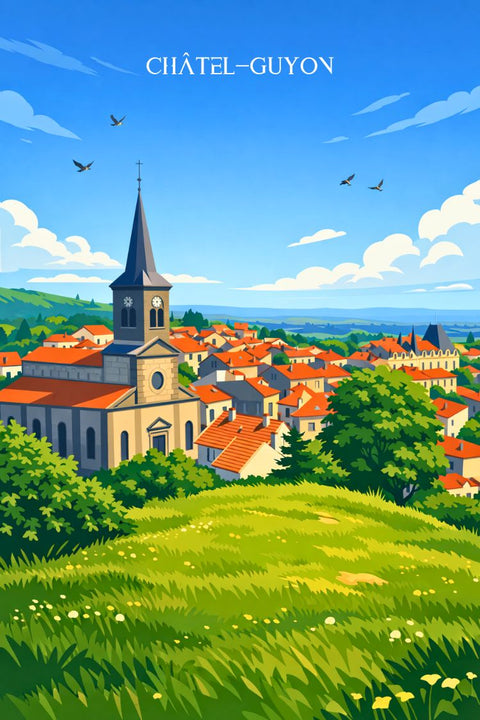 Châtel-Guyon, Puy de Dome, Auvergne, poster, unique, essence, capturez, produit, mots clefs, principaux.