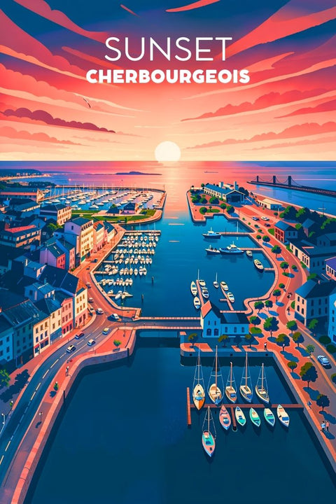 Poster, Aérien, Port, Cherbourg, Vue Imprenable, Photographie, Décoration, Murale, Art, Paysage Maritime.