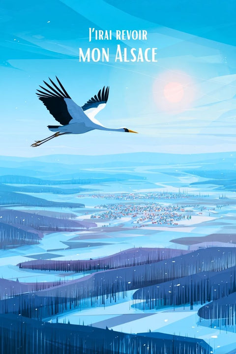 Affiche Cigogne Alsace - Graphisme moderne Alsacien