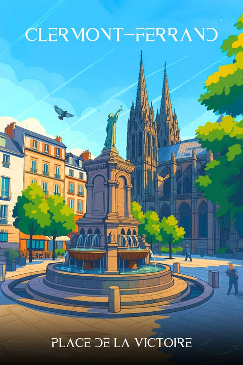 Clermont Ferrand, poster, tendance, cadeau, original, offrir, design, décoration, murale, souvenir.