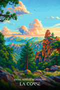Affiche, Rétro, Design, Corse, Poster, Montagne, Randonnée, Décoration, Paysage, Vintage
