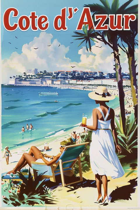 Affiche Poster Côte D'azur vintage retro