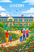 Poster, Déco, Giverny, Monet, Maison, Fleurs, Illustration, Murale, Art, Impressionnisme.