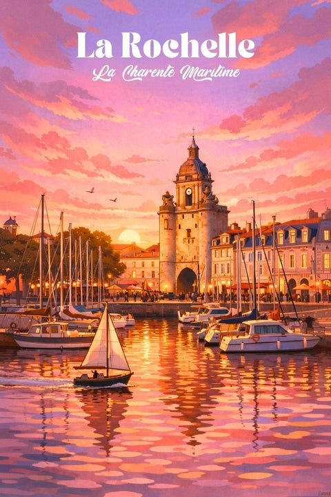 Affiche, Déco, La Rochelle, Cadeau, Mural, Unique, Design, Carte, Illustration, Décoration Intérieur.