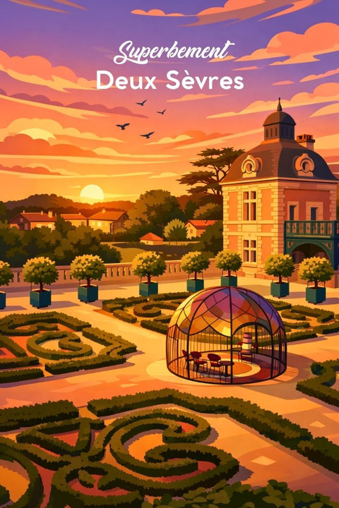 Orangerie, Deux-Sèvres, coucher de soleil, poster, décoration, murale, paysage, nature, impression d'art, photographie.