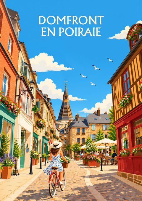affiche, poster, Domfront-en-Poiraie, cadeau, souvenir, tourisme, touristique, Normandie, Orne, décoration murale