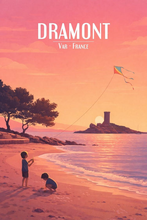 Dramont, Var, Coucher de Soleil, Poster, Tendance, Carte Postale, Décoration, Design, Paysage, France