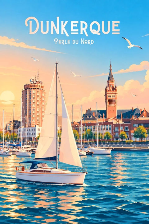 Affiche Dunkerque - Port vintage tendance