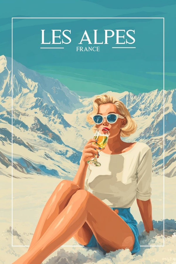Luxe, Art Design, Tableau, Affiche, Femme, Alpes, Découverte, Produit, Design, Contemporain.