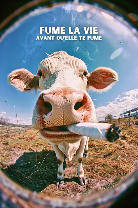 Affiche Humour - Fume la vie avant qu'elle te fume (vache)