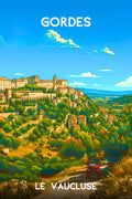 Affiche, Poster, Gordes, Cadeau, Vaucluse, Illustré, Parfait, Décoration, Murale, France.