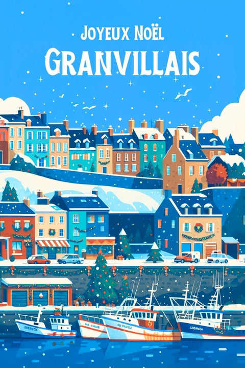 Affiche, Poster, Granville, Neige, Noël, Magie, Décoration, Murale, Imprimerie, Hiver.